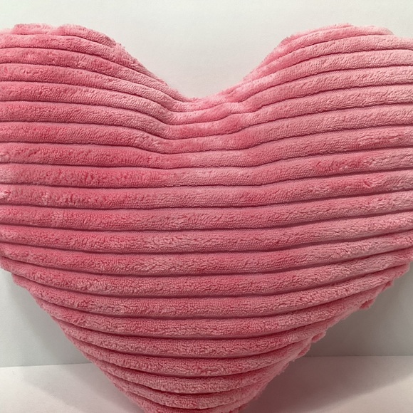 Heart Shaped Corduroy Rib Plush Valentine's Day Throw Pillow Pink Stuffed Animal - Picture 2 of 4